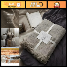 100 Pure Linen Throw Blanket - Soft, Breathable Flax Fabric, 79" L, Skin-Friend