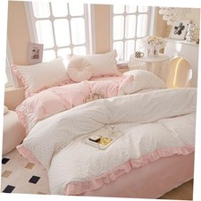 Duvet Cover Size Romantic Pink Floral with Ruffle 100 Cotton Queen Pink Ruffle