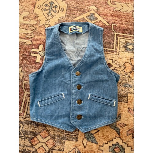 Vintage Live Ins Kids Denim Vest Light Wash Western Made in USA Size S 8/10
