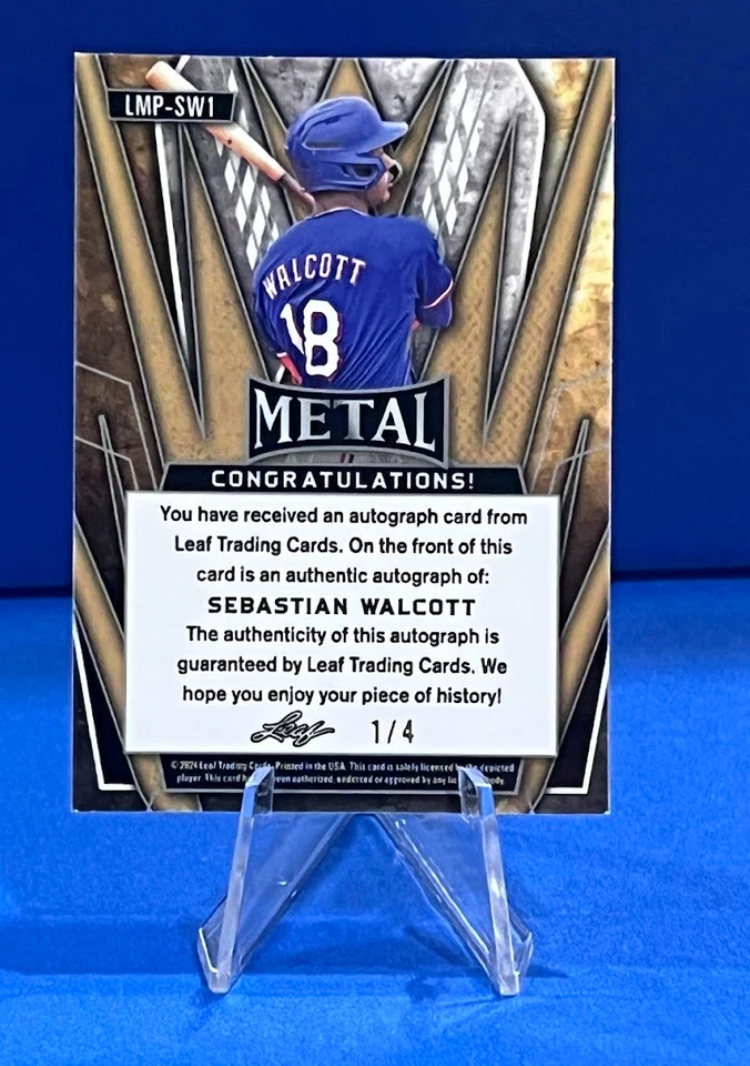 2024 Leaf Metal Preview Magenta Prismatic /4 Sebastian Walcott Auto Rangers - Image 2 of 3