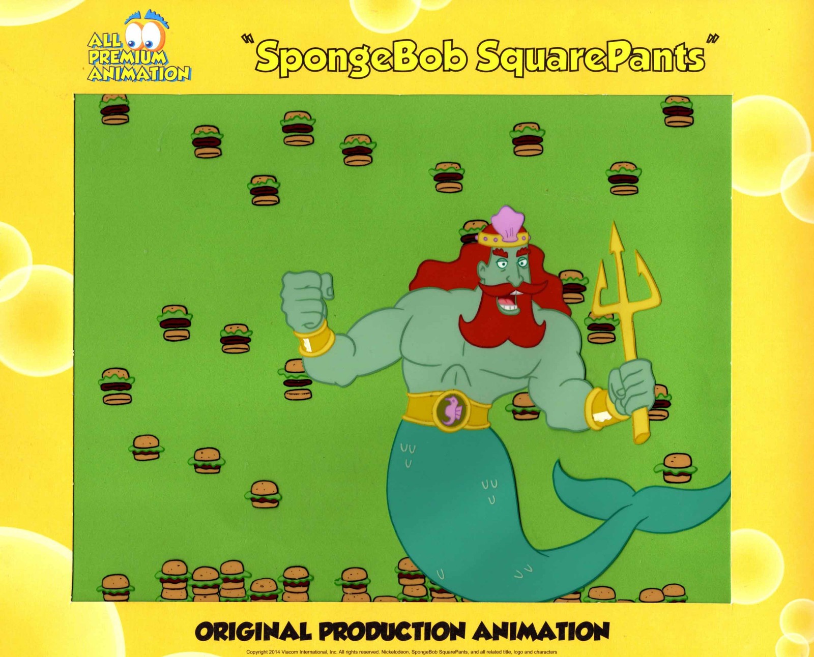 GREAT NEPTUNE + BURGERS  Prod CELS ! Spongebob #6237 "NEPTUNE'S SPATULA"