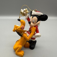 Vintage Mickey and Pluto Christmas Ornament Disney Santa Mickey BROKEN HAND
