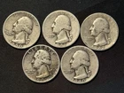 Mixed 1940 1941 1942 1950-D 1951-D  Washington Quarters-90% Silver-Lot of 5