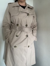 Vintage M&S Woman’s  Light Beige Belted Trench coat 14 Petite Made In UK