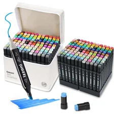 120 Colors Markers Graphic Drawing Painting Alcohol Art Dual Tip Pens Kit