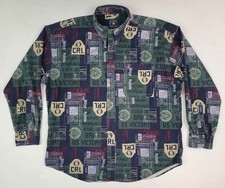 Vintage 80s 90s Chaps Ralph Lauren Button Up LS Polo AOP Shirt Men's XL