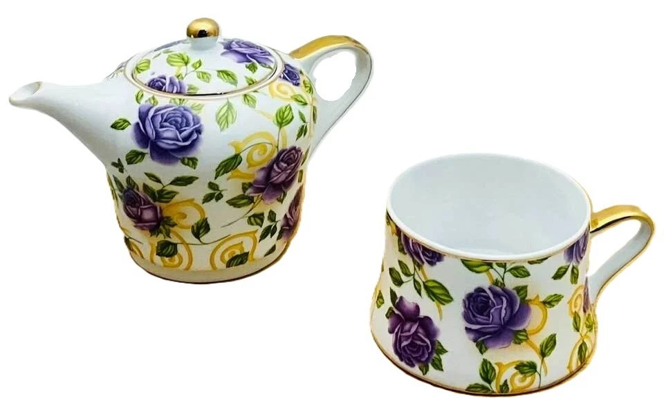 Leonardo Collection théière solitaire porcelaine décor roses et dorure - Photo 3/4