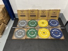 100KG +7ft 20kg Barbell Set Essential Coloured Bumper  Weight Plates Olympic Gym