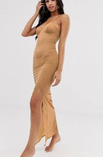 SAVAGE X FENTY Women's Glisenette Slip Dress With Split Metallic Size XS READ