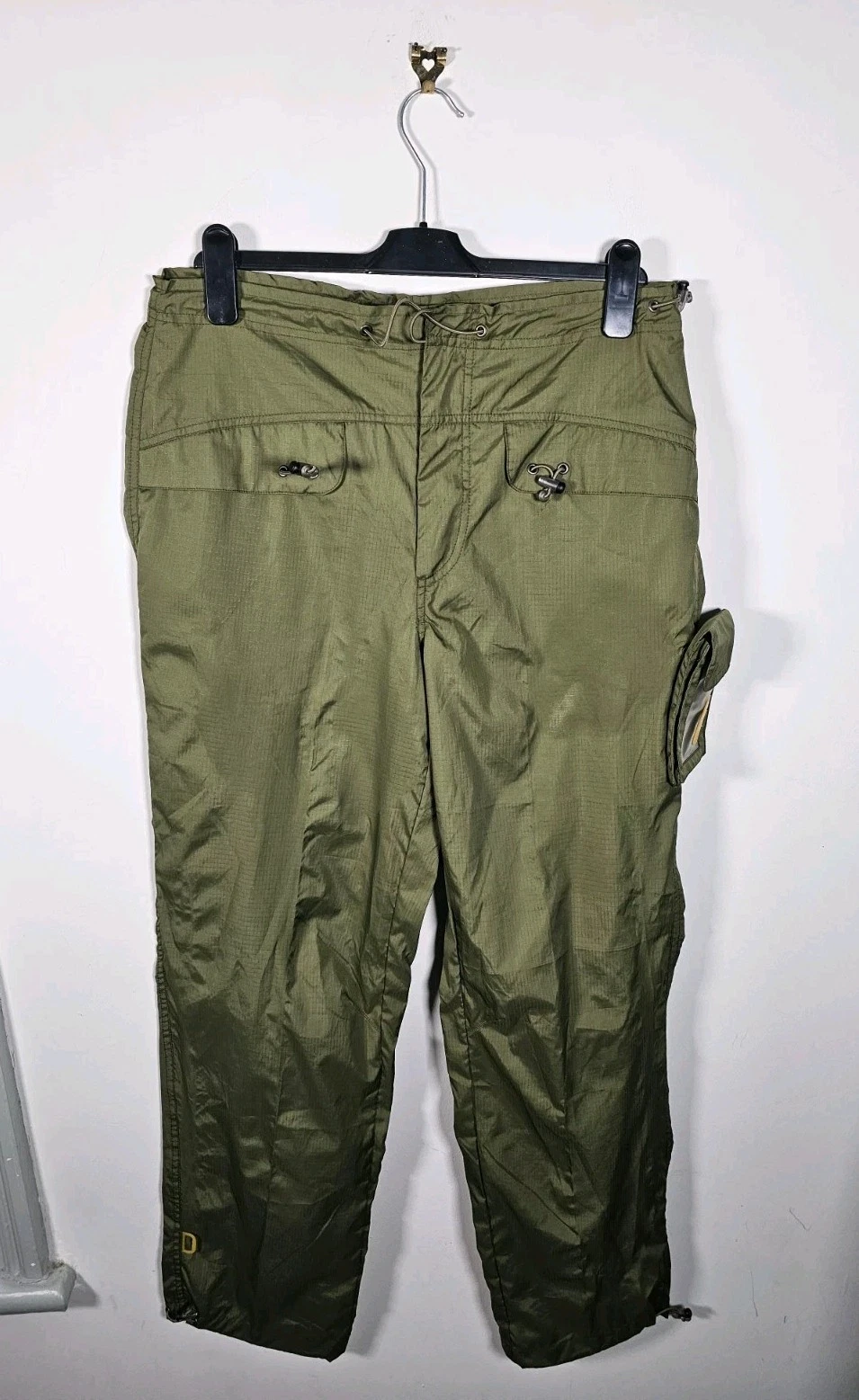 Fila Army Military Track Pants All Nylon Shell Trousers Men's Medium Green