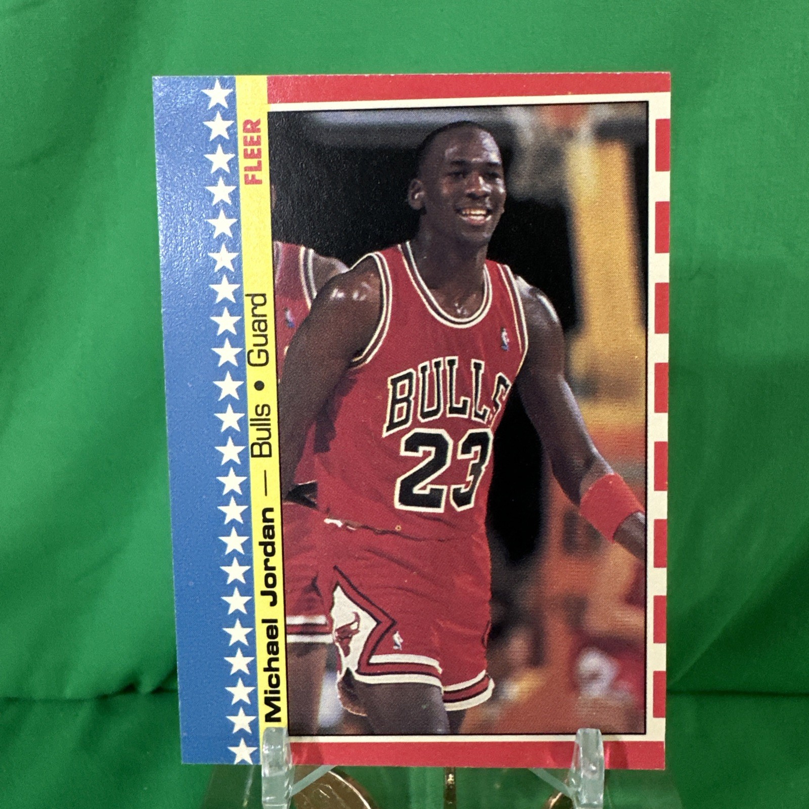 Michael Jordan 1987-88 Fleer Sticker #2 Bulls 2nd Year Raw