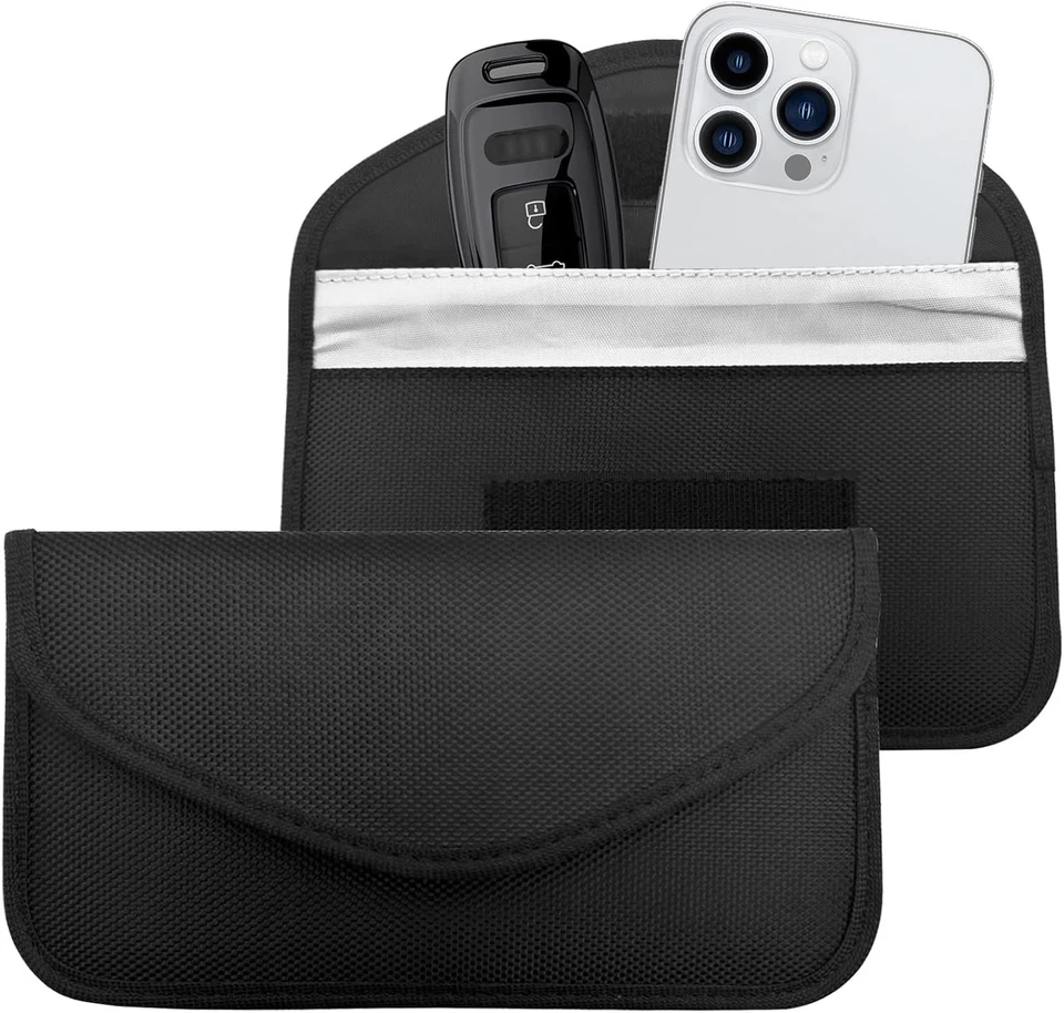 Pacote com 2 bolsas Faraday para telefones e chaves de carro, bolsa de bloqueio de sinal de celular - Imagem 2 de 4