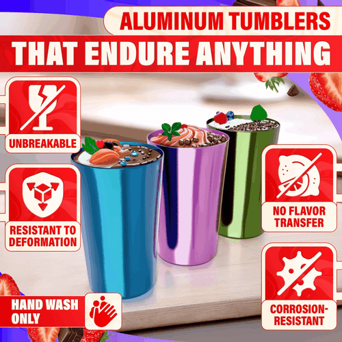 6 Stück Aluminium Becher 15 Unzen leichte robuste und wiederverwendbare Metallbecher - Bild 3 von 9