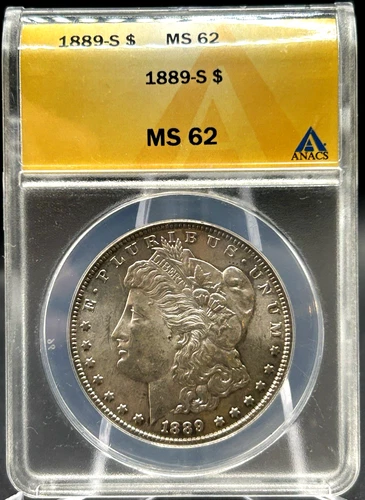 1889 S Morgan Silver Dollar Semi-Key Lustrous 700,000 Mintage ANACS MS62