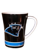 Carolina Panthers NFL Team Black Blue Sculpted Logo Embossed Coffee Mug Cup