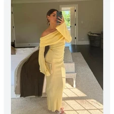 NEW Ser O Ya Galleria Rib Knit Maxi Dress Butter Yellow XL