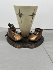 Vintage Baby Shoe Lamp Atomic Starburst Shade Nursery Decor Copper Tone