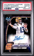 2024 Bowman Chrome University Sapphire Garrett Nussmeier Black /10 Auto PSA 10