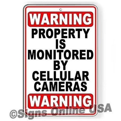 Warning Property Is Monitored By Cellular Cameras Sign Decal Magnetic Sign S074