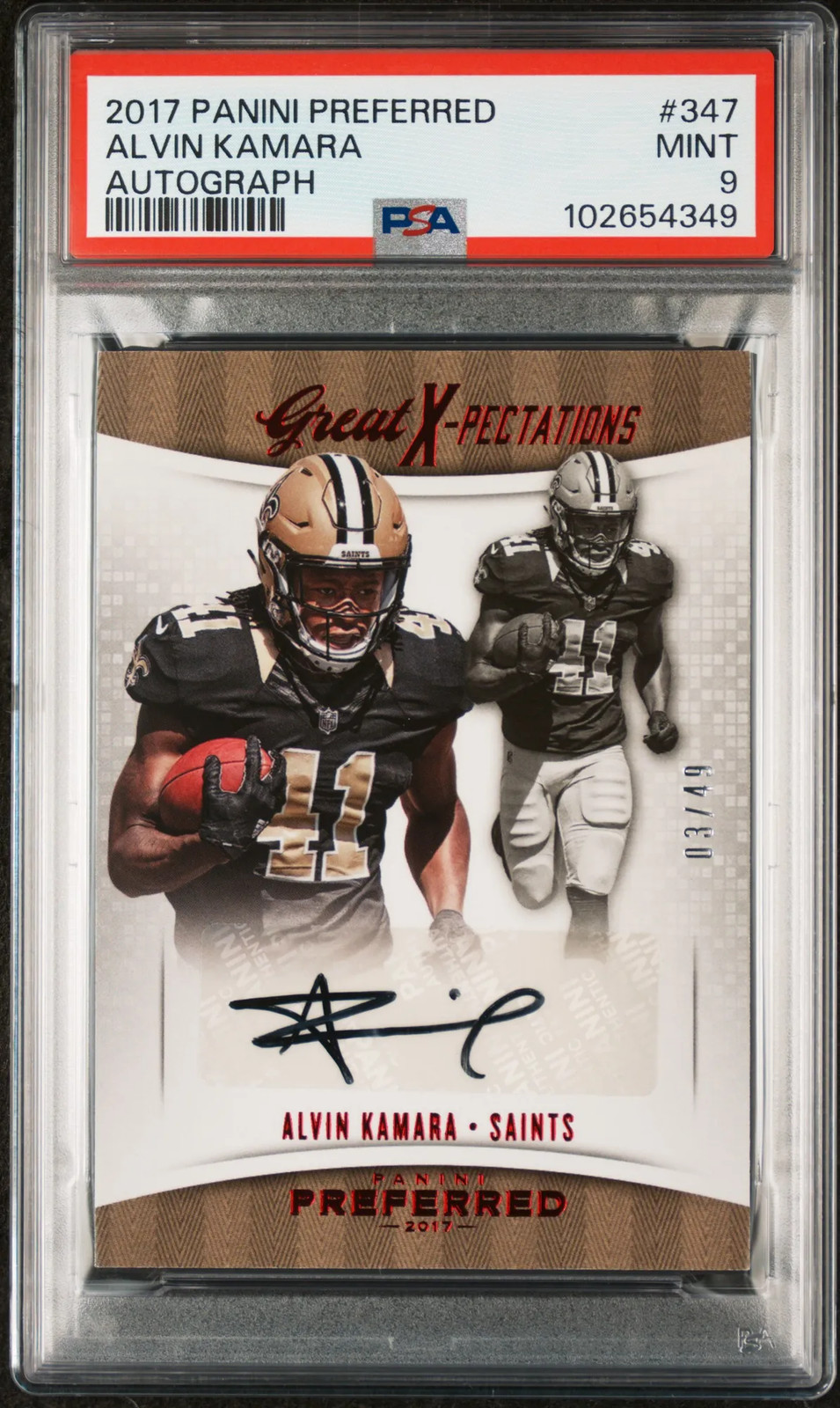 Alvin Kamara Panini Preferred #347 Autograph