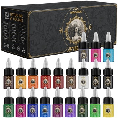 Neebol 21 /14 Colors Tattoo Ink Pigment Professional Tattoo Permanent Set 0.5 oz