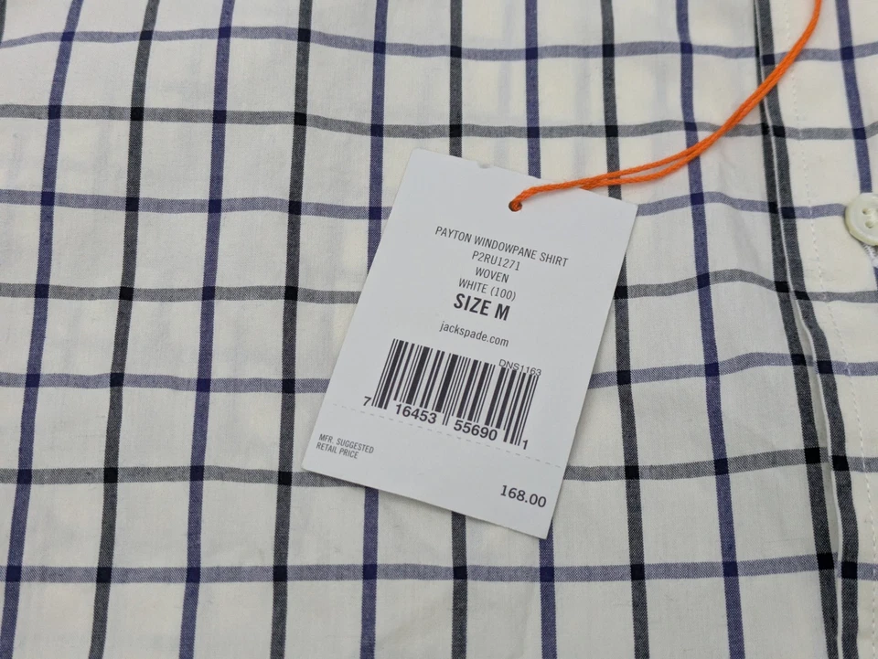 Camisa de vestir Jack Spade para hombre M abotonada ventana panel cuadros algodón azul negro Foto 4 de 4