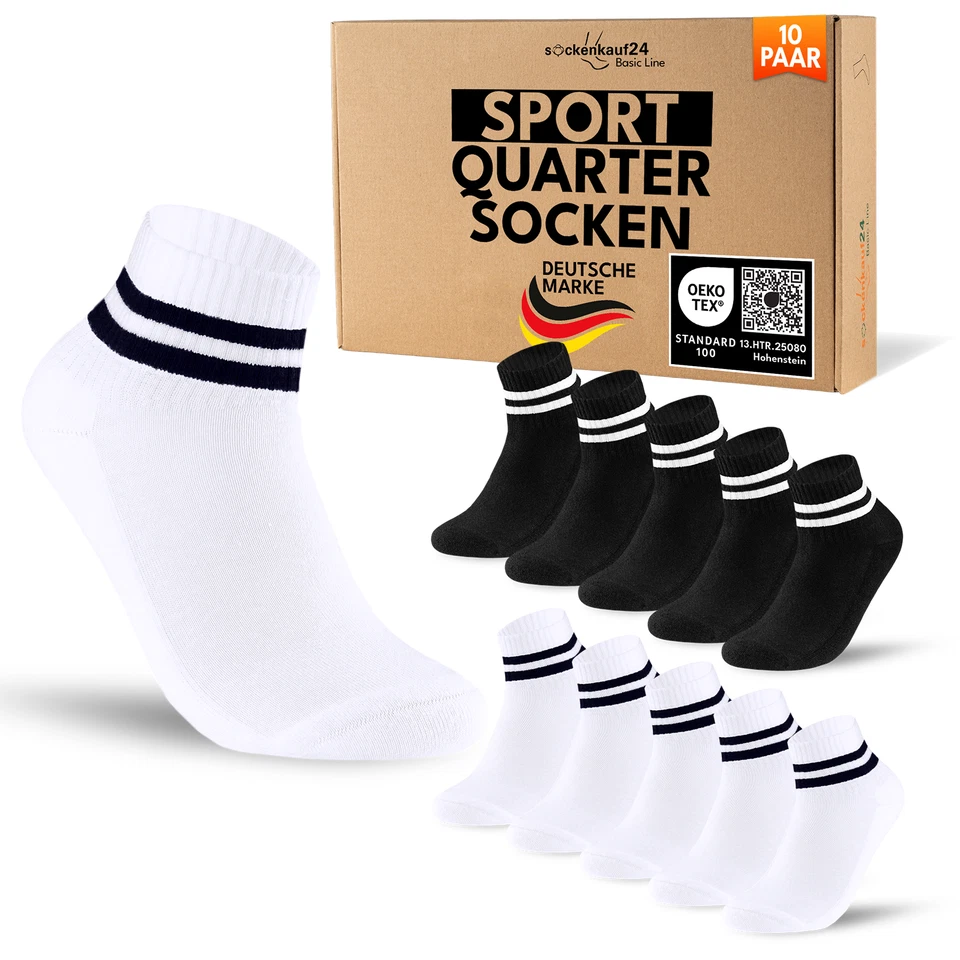 10-100 Paar Tennissocken Quarter Retro Sportsocken Herren Damen Socken Baumwolle - Bild 1 von 4
