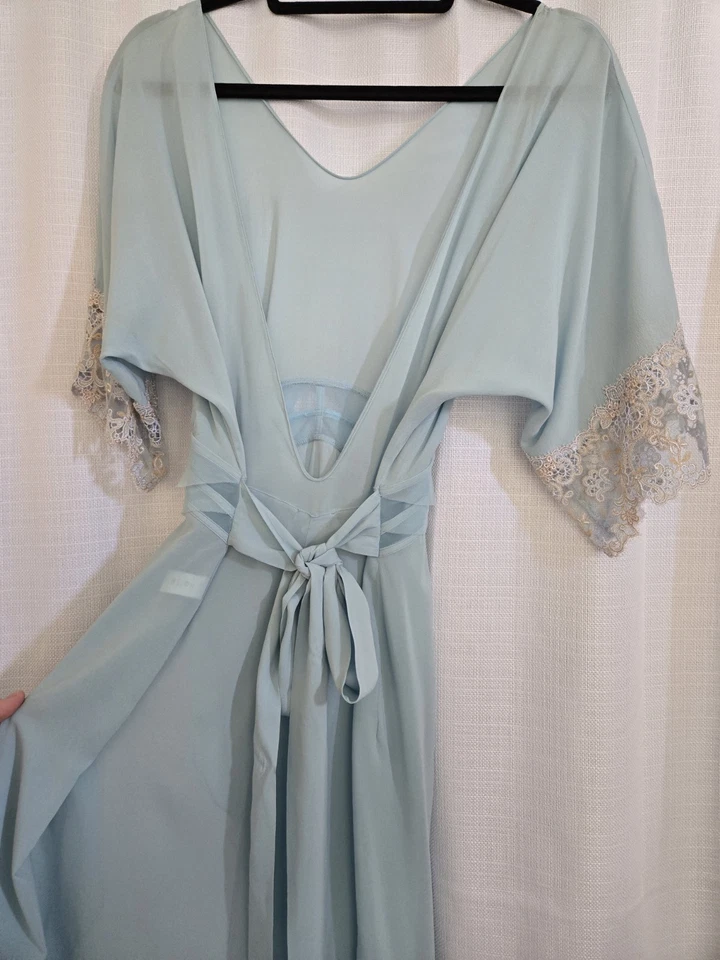 La Perla Talla 2 Seda Algo Azul Lencería Vestido Sin Mangas Luna de Miel Encaje De Colección Foto 4 de 4