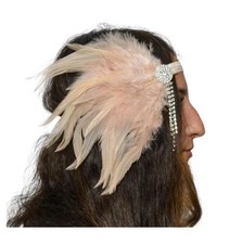 Pink Feather Flapper Headband - 1920's - Costume Accessory - One Size