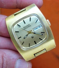 SERVICED ACCUTRON BULOVA 2313 GOLD ELECTROPLATE TUNING FORK MEN's WATCH N3