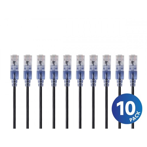 Monoprice Cavo patch Ethernet Cat6A UTP, 30 AWG, 10 G, in puro rame nudo, antigroviglio, RJ45, serie SlimRun, 0,6 m, bianco, confezione da 10