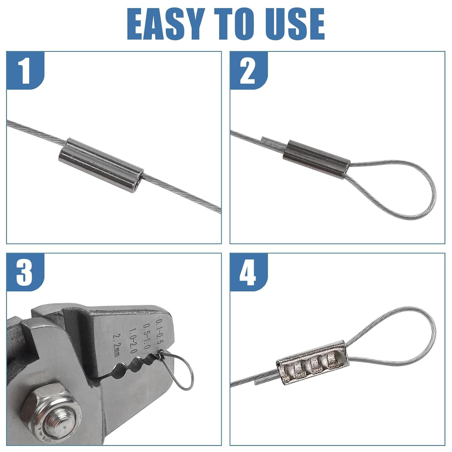 500Pcs Fishing Double Crimp Sleeves Kit, Copper Wire Crimps Crimping Loop Sleeve