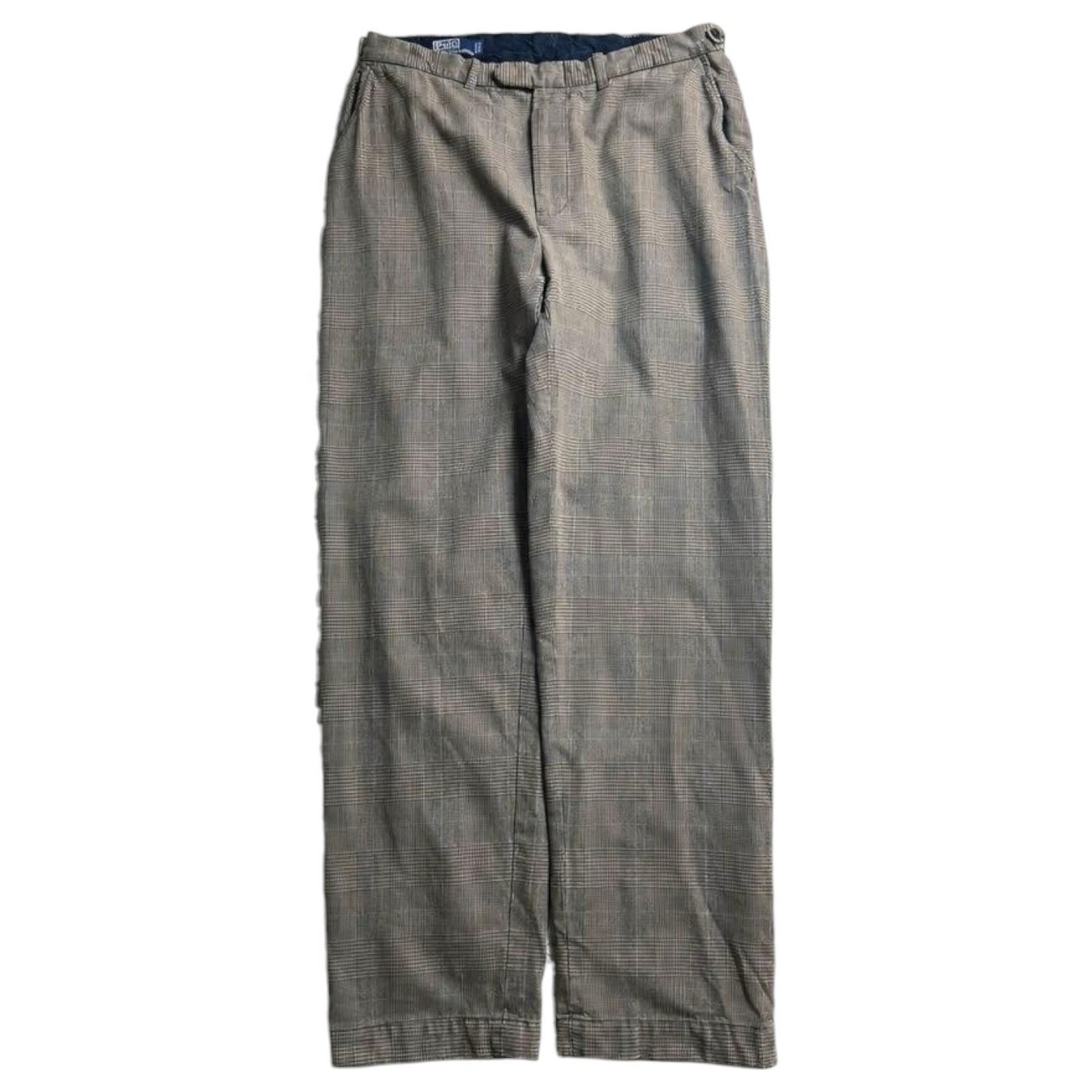 90s Polo Ralph Lauren Glen Check Slacks W33 IDEAL Zip Vintage Trousers F/S