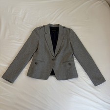 Banana Republic Gray Wool Blend Nautical Preppy Fitted Single Button Blazer 4
