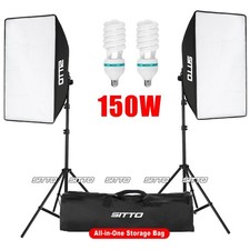 2&times;150W Softbox Lighting Kit Continuous Light Stand Video Photo Soft Box Studio
