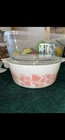 1950s VINTAGE PYREX PINK GOOSEBERRY #472 CASSEROLE DISH Has Chip