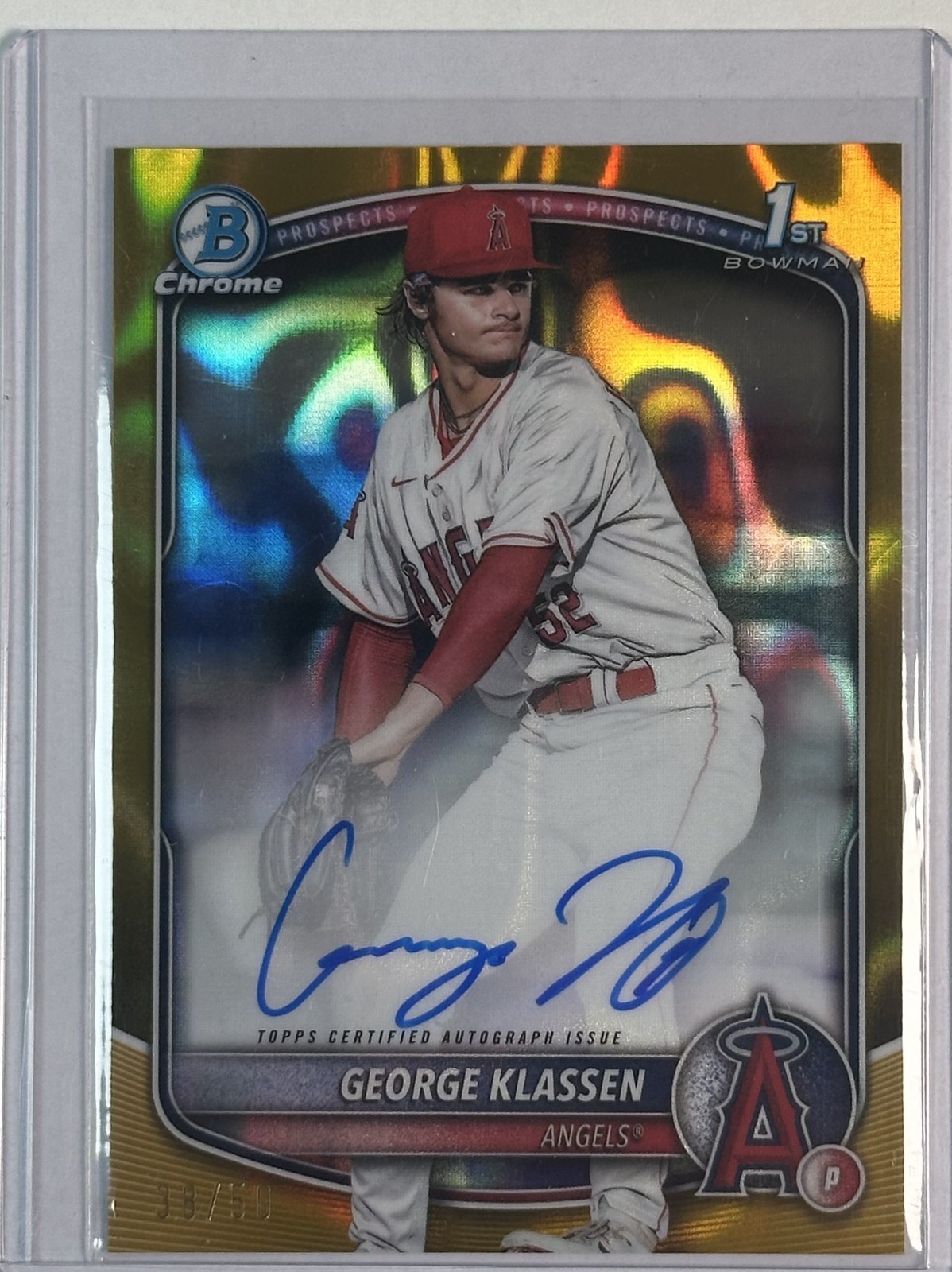 2025 Bowman Chrome Auto George Klassen Gold Lava Refractor /50 1st Bowman Angels