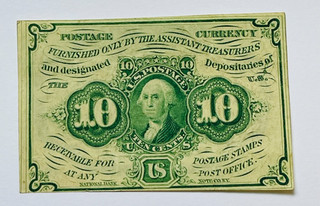 US 10¢ Fractional Postage Currency Note 1862 Bright Uncirculated #565B