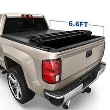 6.6ft Tonneau Cover 4-Fold for 2014- 2018 Chevy Silverado 1500 15-19 2500/3500HD
