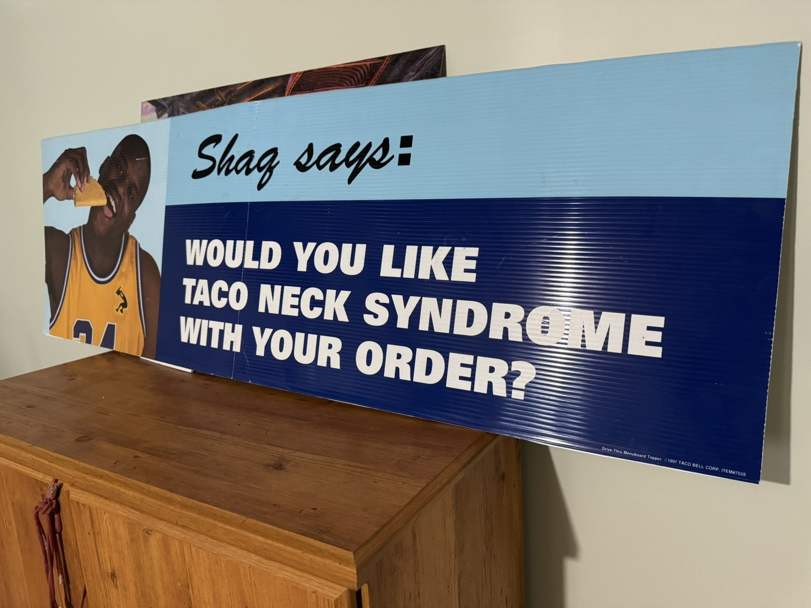 Vintage Shaq Taco Bell Sign 1997 Taco Neck Syndrome Ships Quick and free