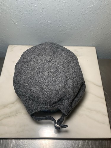 J Crew grau & marineblau verstellbare Riemen Kappe Mütze Wolle - Bild 5 von 12
