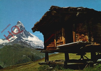 Ansichtskarte: - Bei Zermatt, Matterhorn, Mont Cervin, Alpenblockhaus