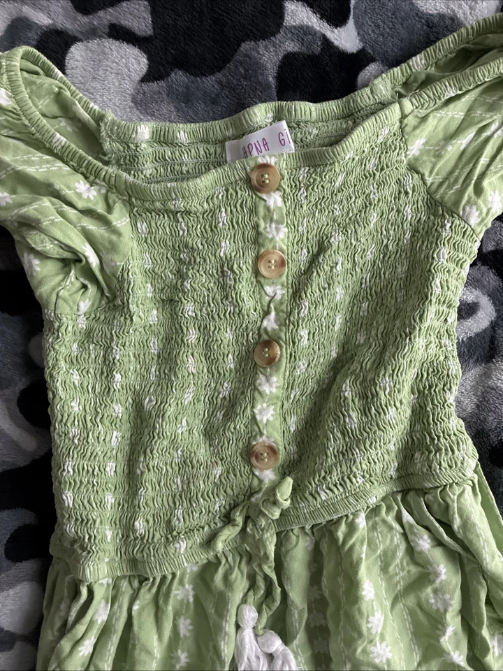 Mono Japna Niños Niñas - Talla 10 - Traje Pantalón Verde/Blanco Sin Mangas Foto 3 de 4