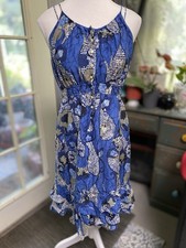 Banana Republic Cotton Silk Blend Blue Floral Tank Dress Size 4 (e)