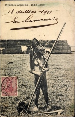 Ak Argentinien, Indio-Chaco, Krieger, Volkstracht - 3993882