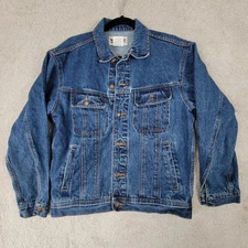 Wrangler Denim Jacket Mens Medium Blue Trucker Rugged Wear Outdoor RJK30AN