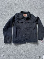 Levi s Kids Black Denim Trucker Jacket L Classic Cotton Stretch
