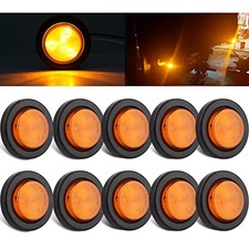 10Pcs 2 Inch Round LED Trailer Side Marker Clearance Lights Amber, 10Amber
