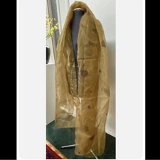 VINTAGE 90s SPARKLY GOLD ORGANZA SHEER SCARF WRAP LEAF PRINTS DESIGNER FABRIC 3m