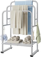 40'' Tall Standing Towel Racks, 3 Tier Towel Drying Rack Outdoor, Pool Towel ...
